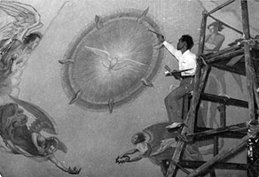 山口県旧サビエル記念聖堂壁画制作風景